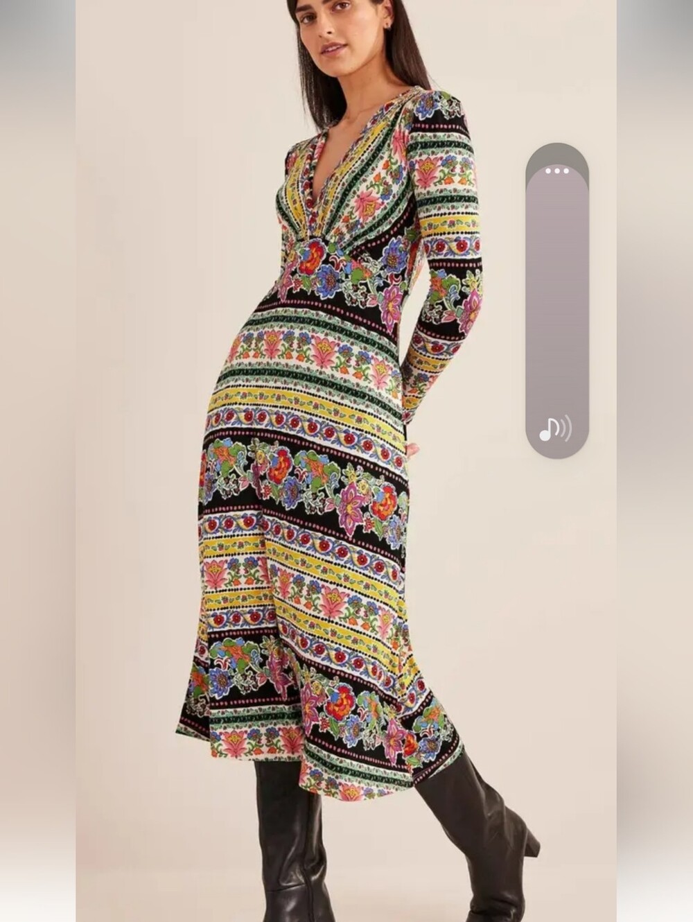 Boden Multicolor Floral & Stripe V-Neck Maxi Dress